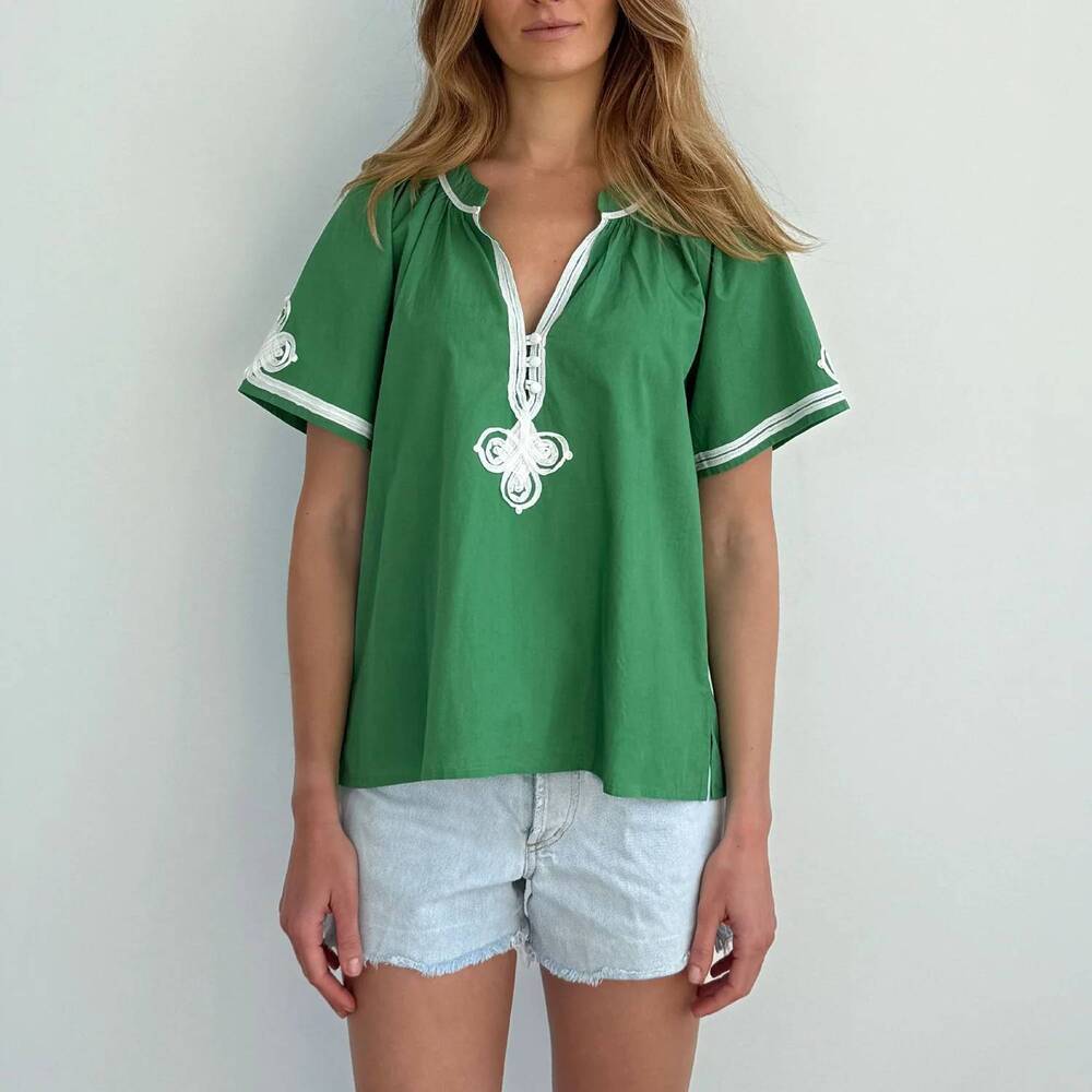 NEW ROSE AND ROSE foxglove short sleeve top in green